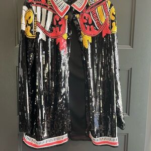 Sequin Embellished Jacket with Bold Patterns